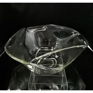 Vintage Indiana Glass Co Clear‎ Glass Fluted Triangle Serving Centerpiece Bowl